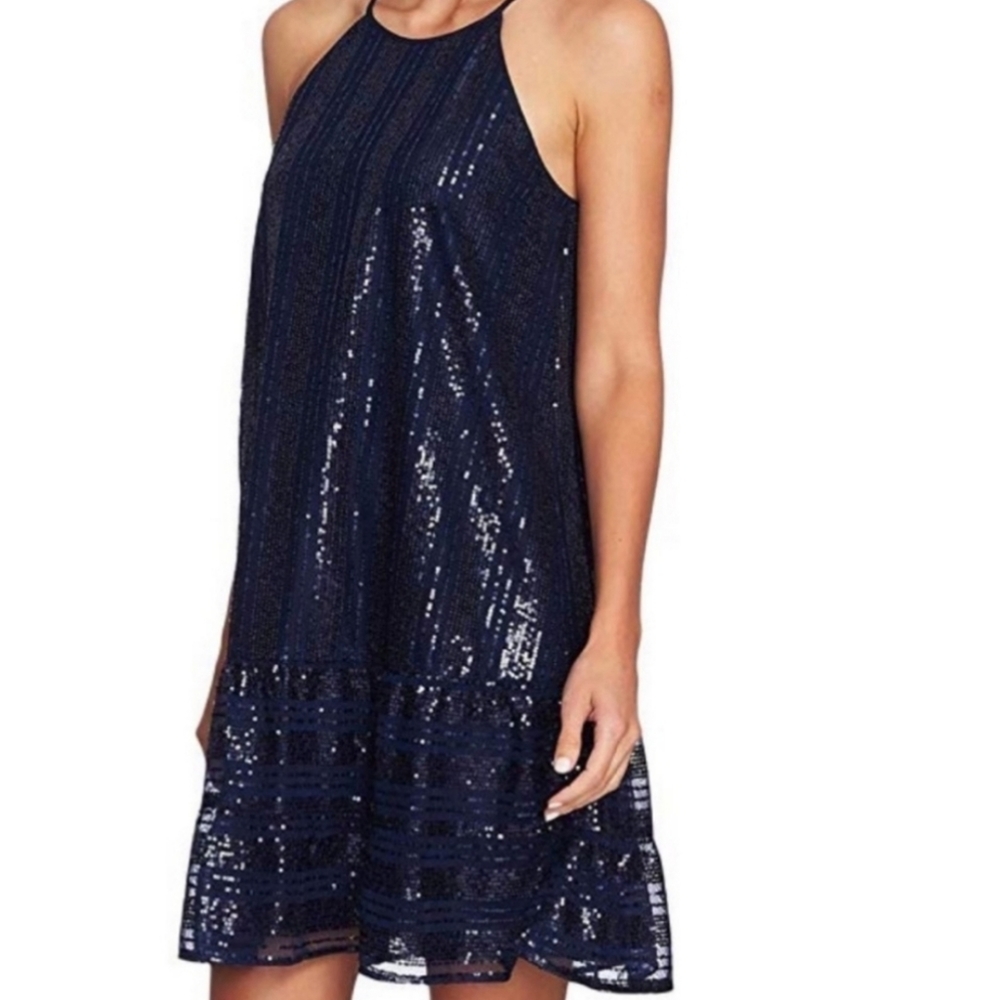 CECE Ruffled Sequin Shift Dress NWT Size XTRA SMALL